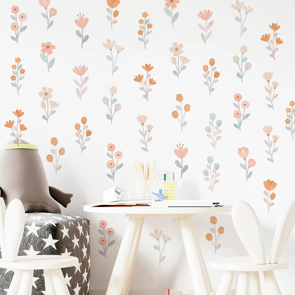🌸🌿 Boho Watercolor Floral Wall Decals – Botanical Nursery & Kids Room Wall Art