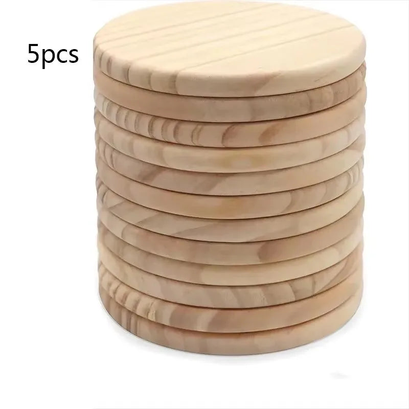 🌿 Natural Wood Coaster Blanks – DIY Craft & Home Décor Set (5 Pieces)