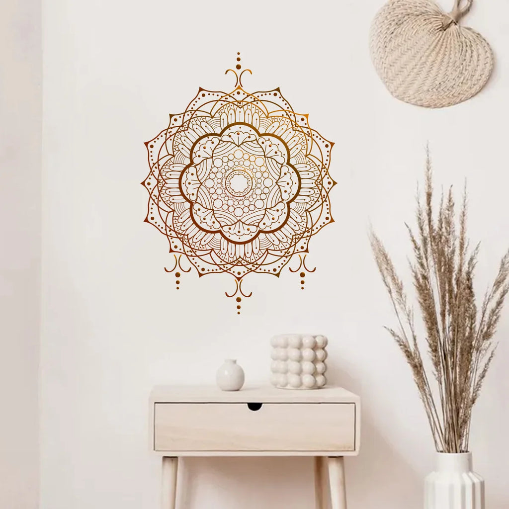 🪷🌿 Boho Lotus Mandala Wall Decals – Peel & Stick Meditation Wall Art