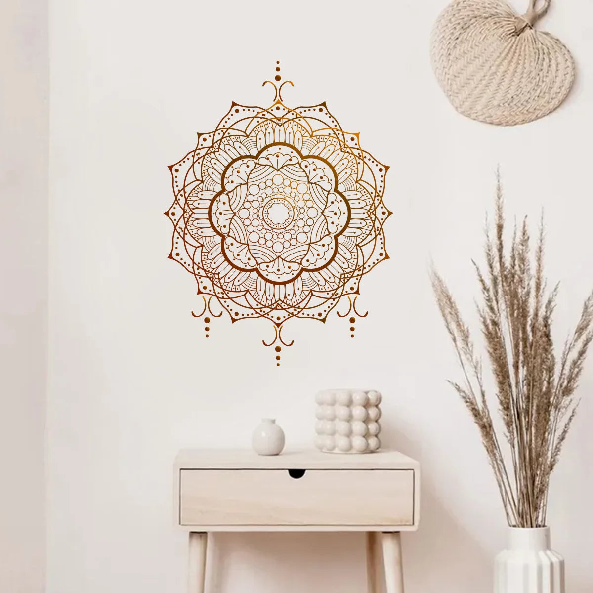 🪷🌿 Boho Lotus Mandala Wall Decals – Peel & Stick Meditation Wall Art