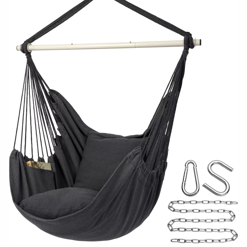🌿🤍 Boho Cotton Hammock Chair – Hanging Swing Seat for Indoor & Outdoor Living
