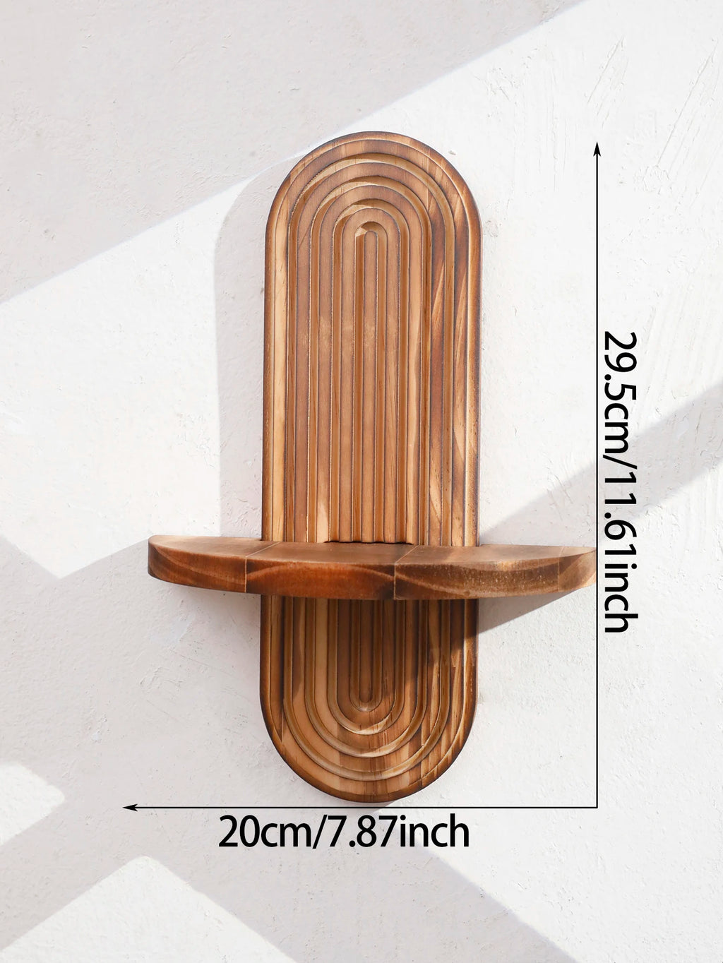 🌿 Boho Geometric Wall Shelf – Natural Wood Floating Display Shelf