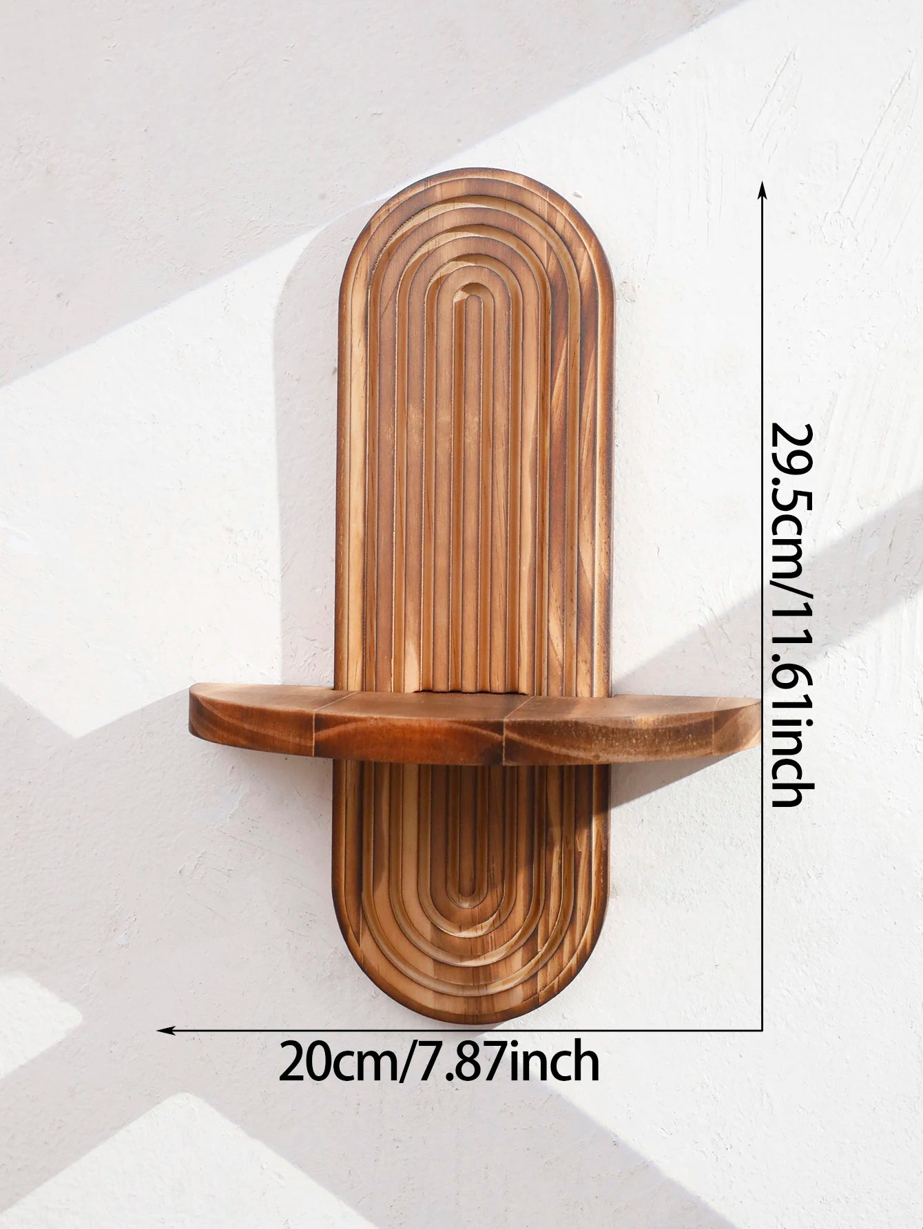 🌿 Boho Geometric Wall Shelf – Natural Wood Floating Display Shelf