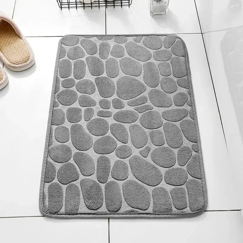 Cobblestone Memory Foam Bath Mat – Plush Velvet Non-Slip Floor Rug