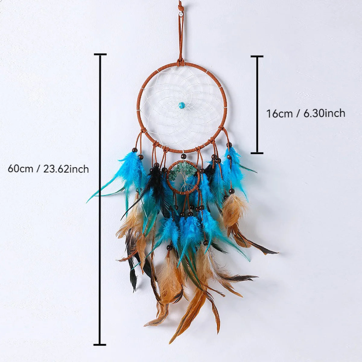 🪶🌙🤍 Boho Feather Dream Catcher – Handwoven Macramé Wall Hanging