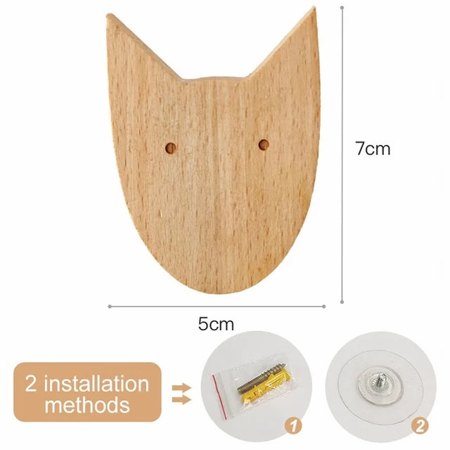 🌿 Woodland Animal Wall Hook – Decorative Wooden Coat & Key Holder