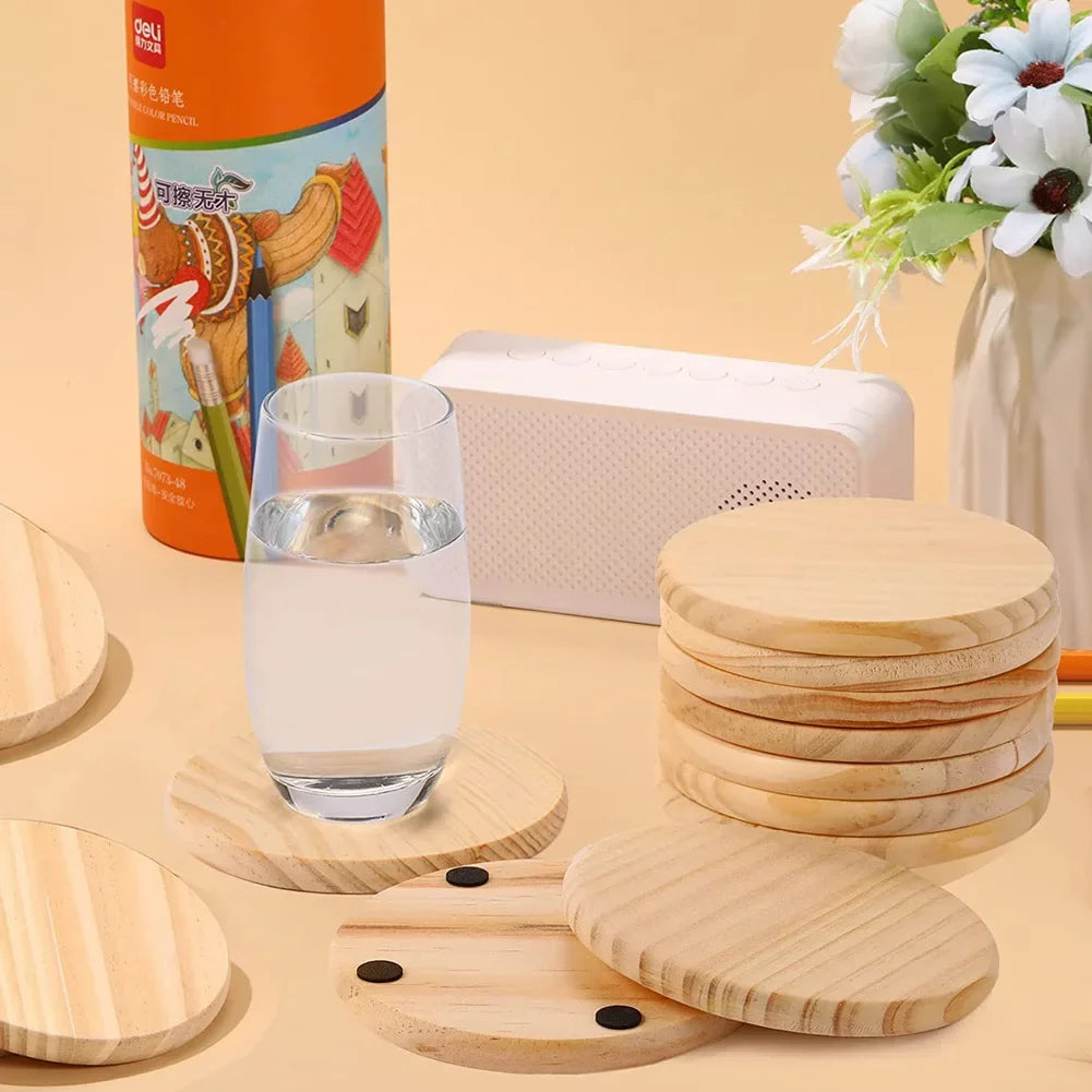 🌿 Natural Wood Coaster Blanks – DIY Craft & Home Décor Set (5 Pieces)