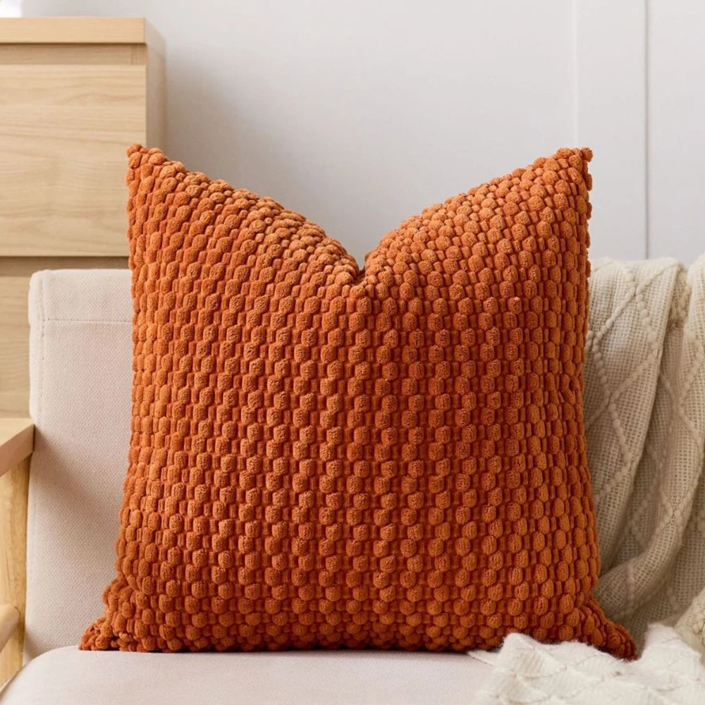 🌿🤍 Boho Striped Corduroy Pillow Cover – Farmhouse Decorative Throw Cushion