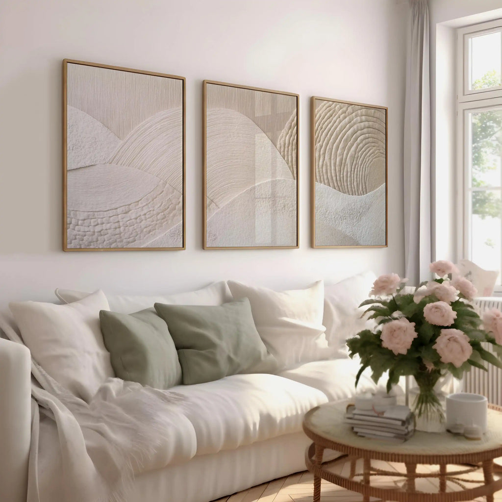 Japandi Nature Wall Art Set – 3-Piece Abstract Canvas Print Collection