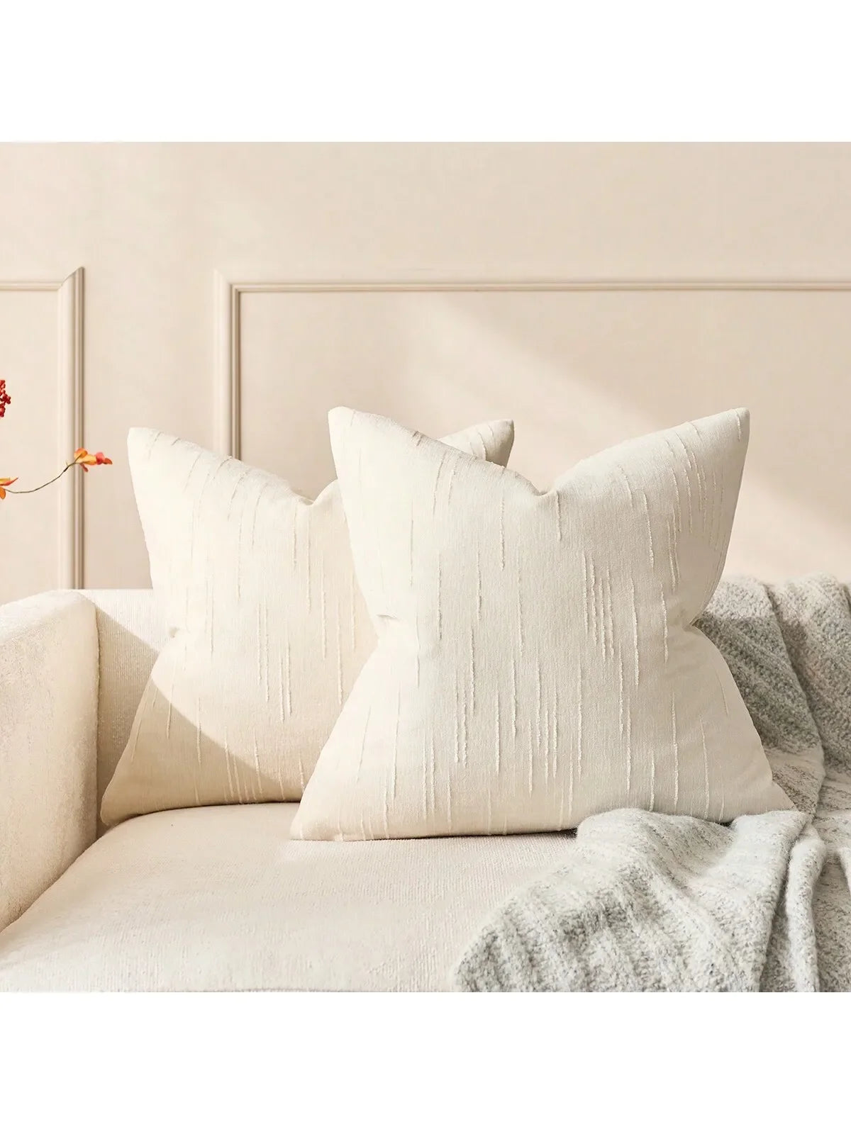 Modern Farmhouse Beige Pillow Cover – Boho Accent Cushion