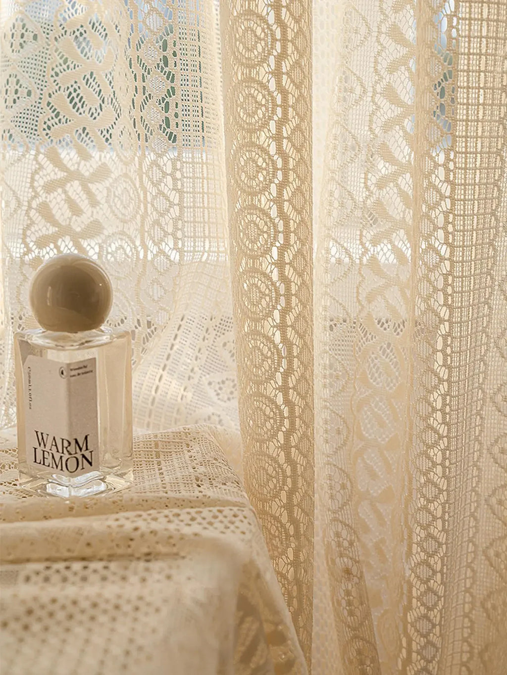 🌿🤍 Boho Geometric Sheer Curtains – Vintage Beige Voile Window Panels