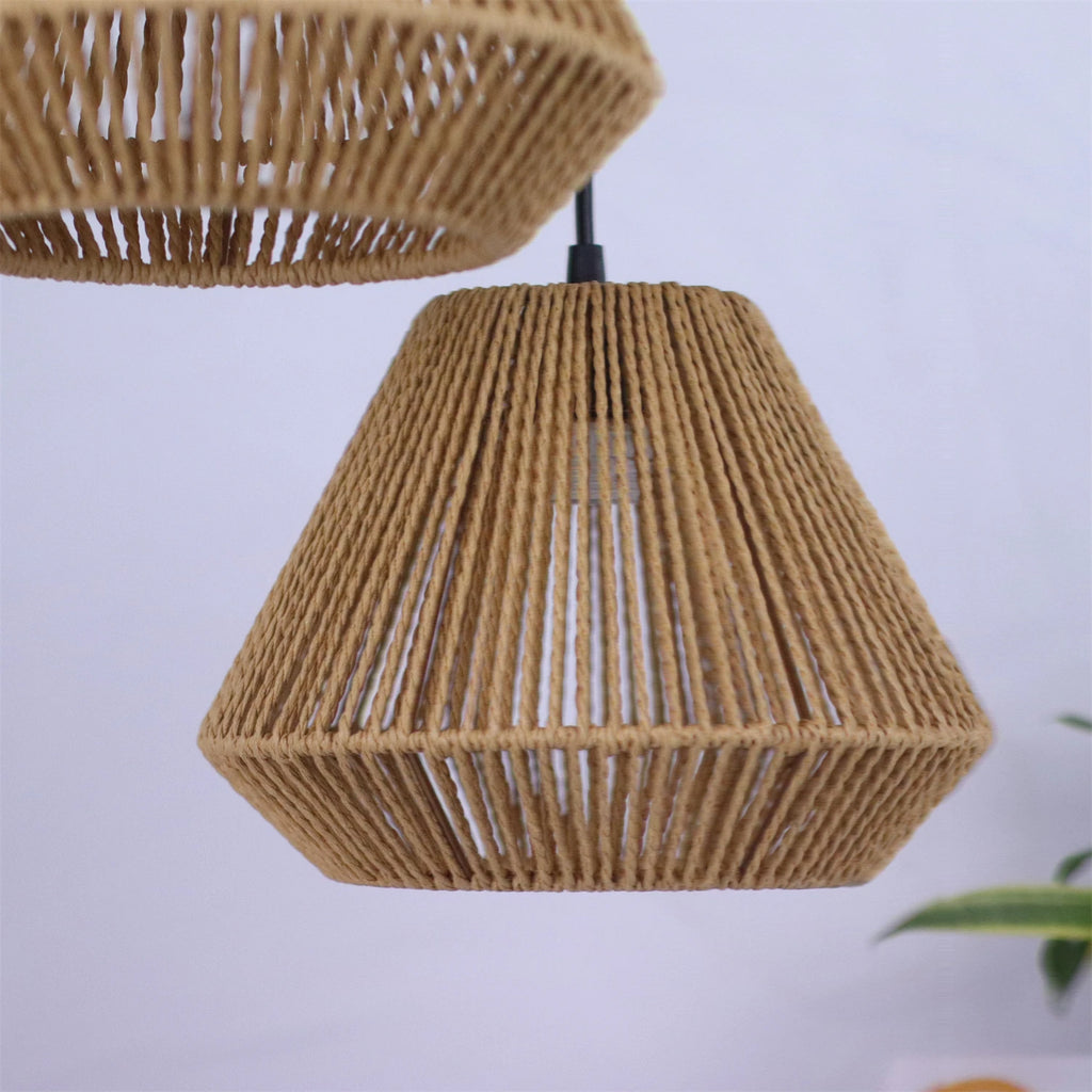 🌿✨ Boho Woven Pendant Lamp – Handcrafted Hemp Rope Hanging Light