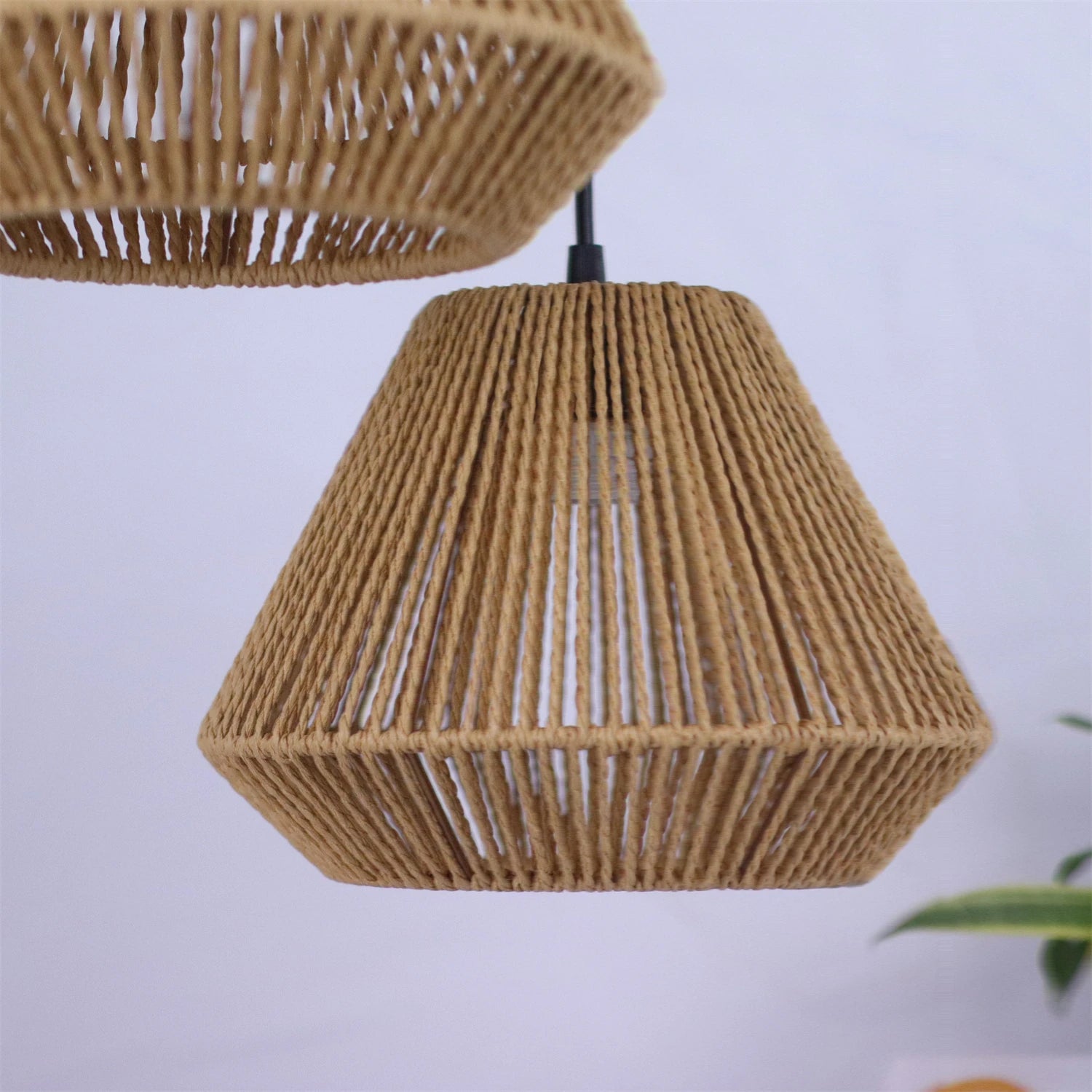 🌿✨ Boho Woven Pendant Lamp – Handcrafted Hemp Rope Hanging Light