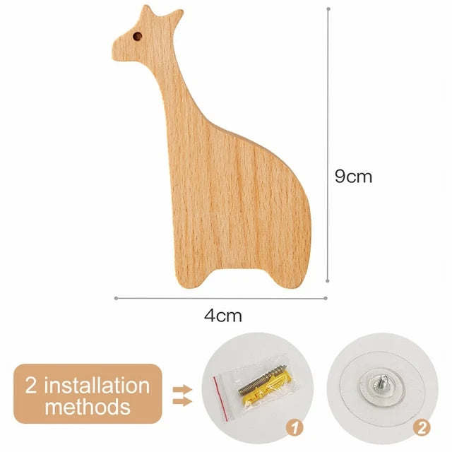 🌿 Woodland Animal Wall Hook – Decorative Wooden Coat & Key Holder