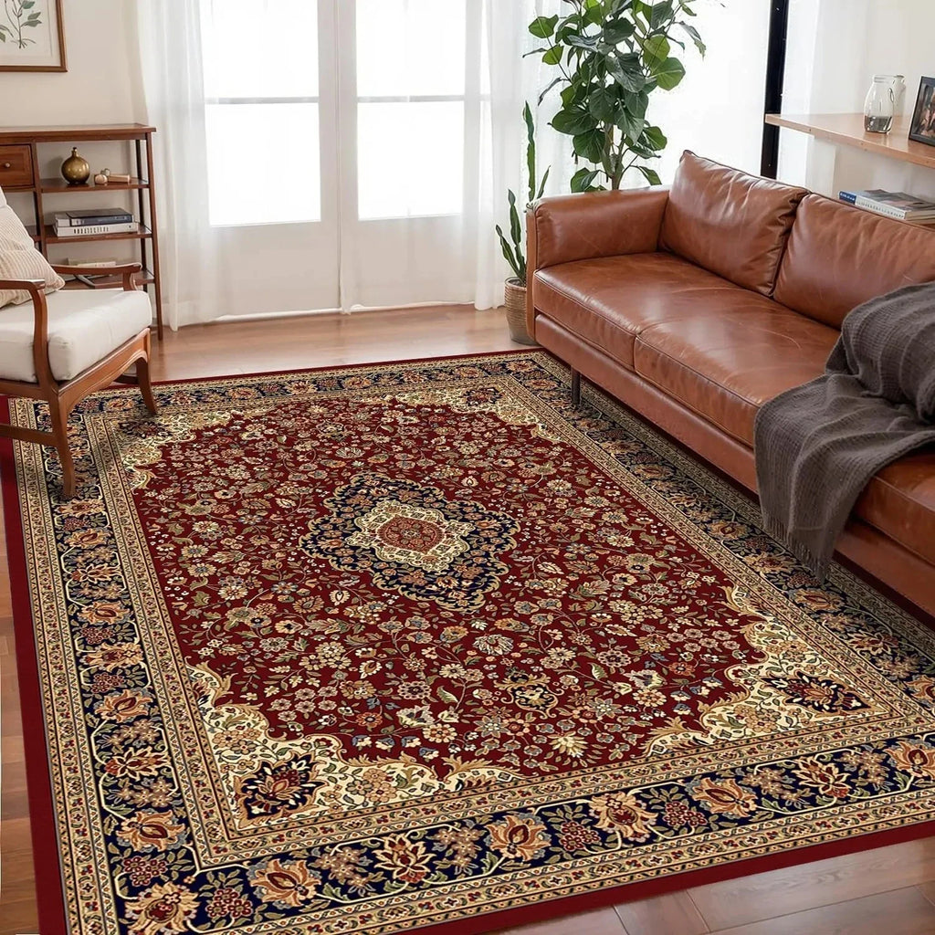 🌿🤍 Boho Non-Slip Area Rug – Soft Easy-Care Living Room & Bedroom Carpet