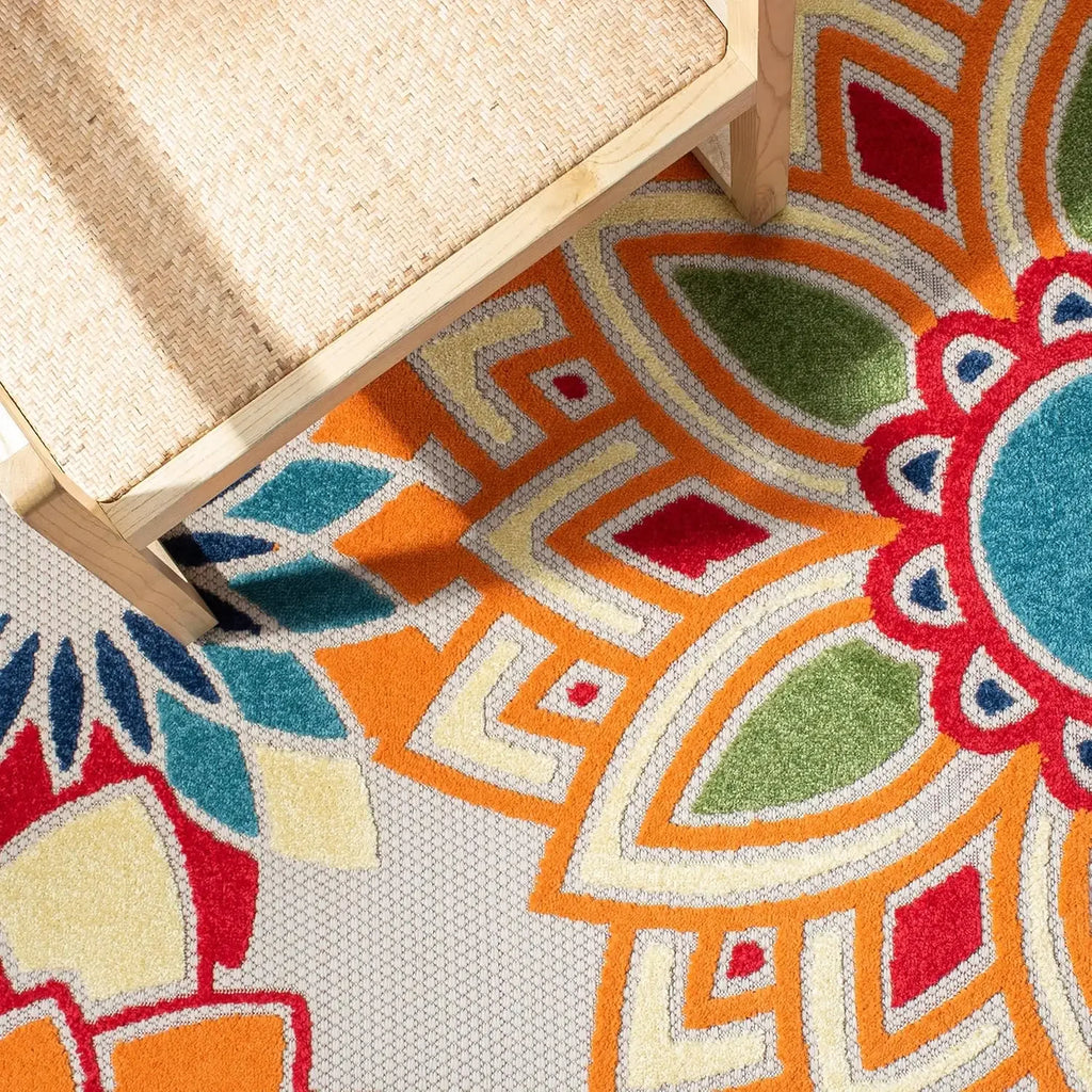 🌿🧡 Boho Cabana Outdoor Area Rug – Washable Patio & Indoor Accent Carpet