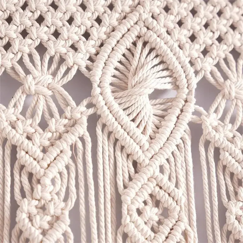 🌿🤍 Handwoven Macramé Wall Hanging – Boho Cotton Tapestry & Door Curtain