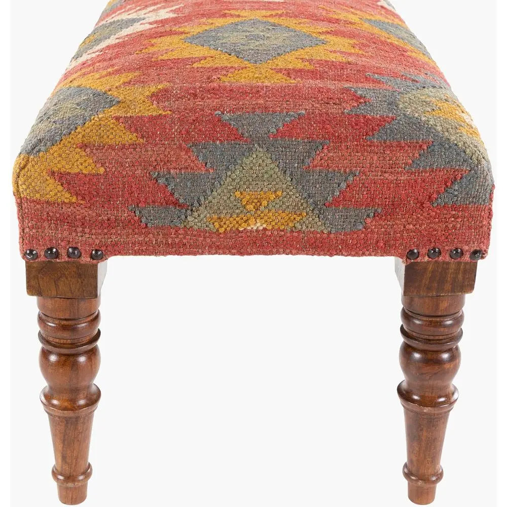 🌿🤍 Boho Upholstered Storage Bench – Rustic Accent Ottoman for Bedroom & Entryway