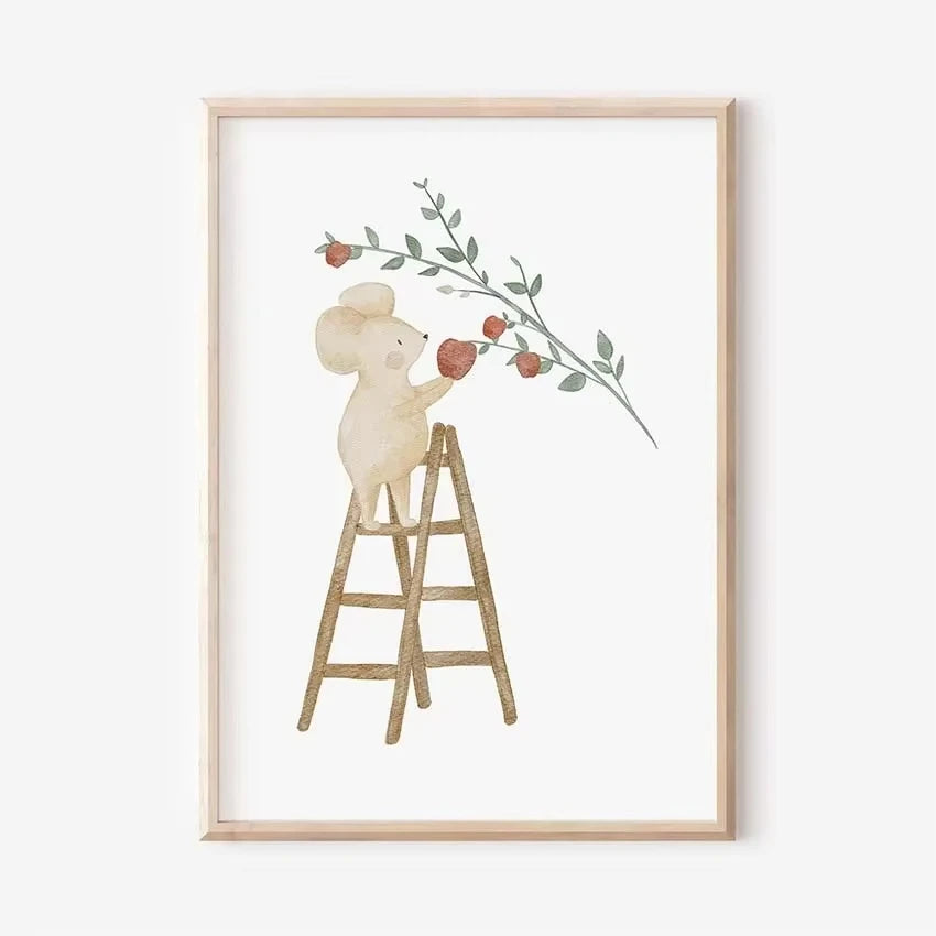 🐰🐻🐝🌸 Boho Friends Wall Art –  Animal Nursery Canvas Print
