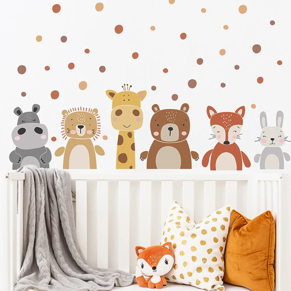 🦒🐻🤍 Boho Animal Wall Decals – Peel & Stick Nursery Animal Wall Art