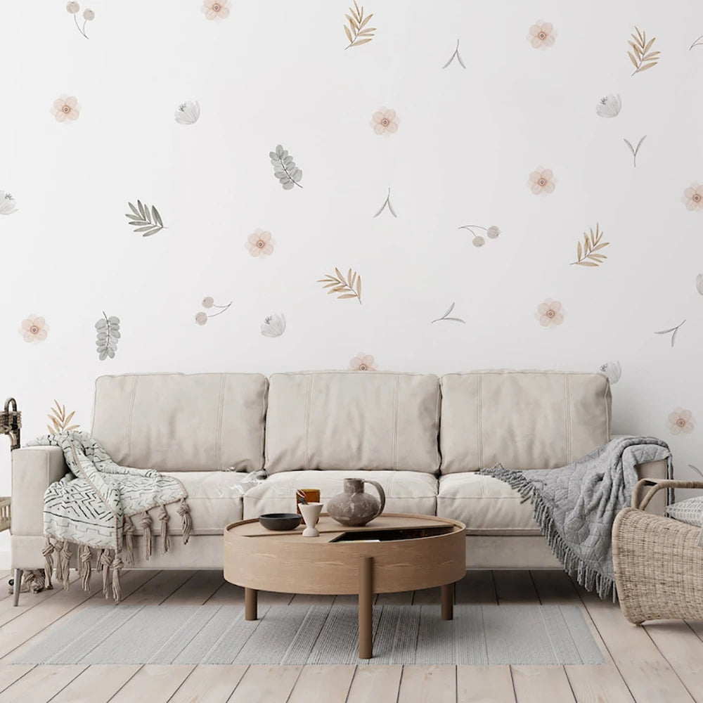 🌿🍃 Boho Botanical Leaf Wall Decals – Peel & Stick Nursery & Bedroom Wall Art