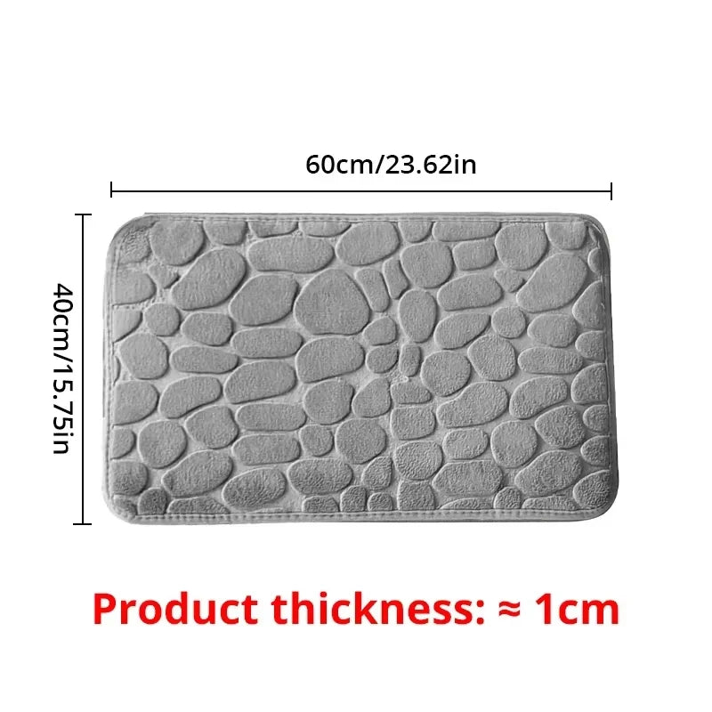 Cobblestone Memory Foam Bath Mat – Plush Velvet Non-Slip Floor Rug