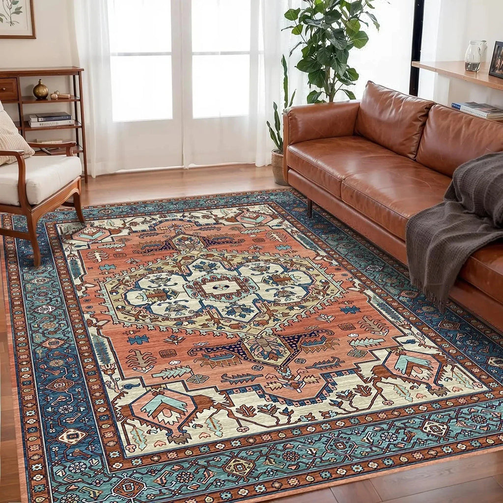 🌿🤍 Boho Non-Slip Area Rug – Soft Easy-Care Living Room & Bedroom Carpet