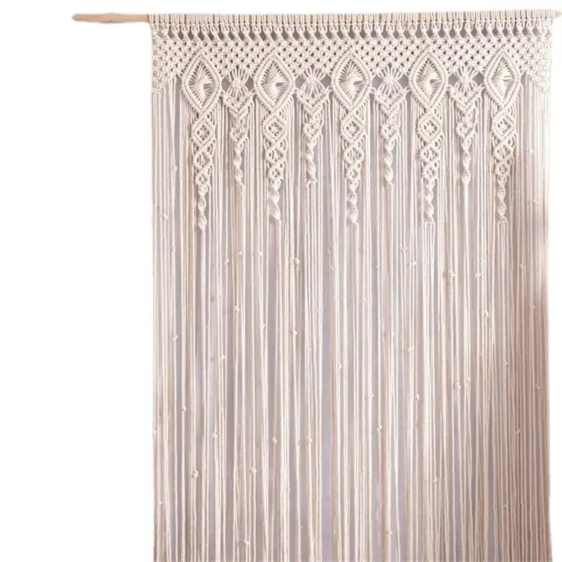🌿🤍 Handwoven Macramé Wall Hanging – Boho Cotton Tapestry & Door Curtain