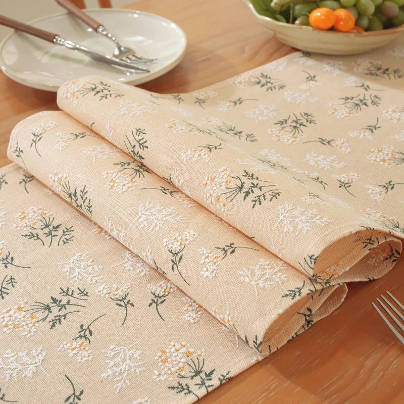 🌿🤍 Boho Embroidered Table Runner – Handmade Jacquard Table Linen