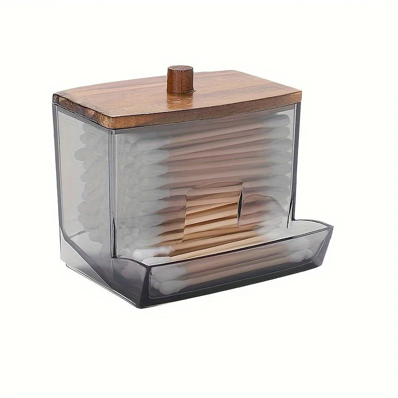 🤍🌿 Acrylic Bathroom Apothecary Jar – Cotton Swab & Vanity Storage Canister