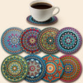 ✨ Wooden Mandala Coaster Set – Boho Drink Coasters for Home & Entertaining (Set of 8)