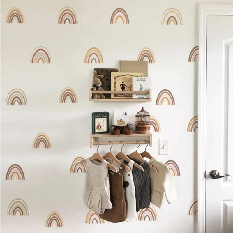 🌈🤍 Boho Rainbow Wall Decals – Peel & Stick Nursery & Kids Room Wall Art