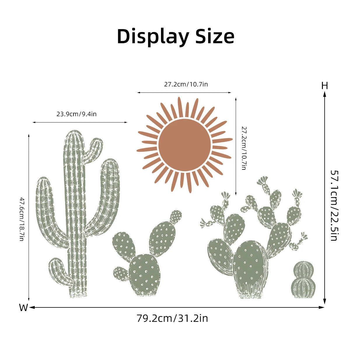 🌵🤍 Boho Cactus Wall Decals – Removable Nursery & Kids Room Wall Art