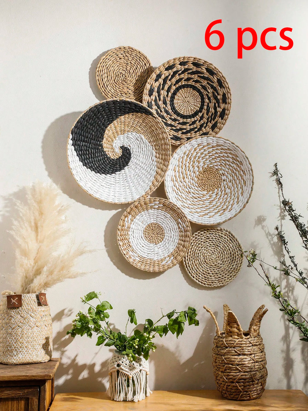 🌿🧺🤍 Boho Handwoven Seagrass Wall Basket – Natural Decorative Wall Art
