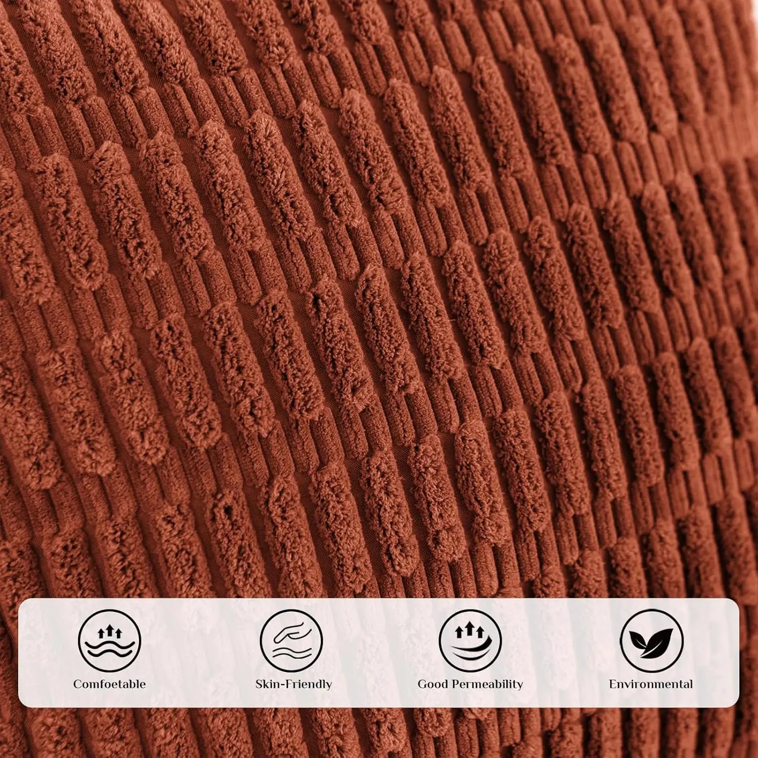 🌿🤍 Boho Corduroy Striped Pillow Cover – Soft Decorative Throw Cushion