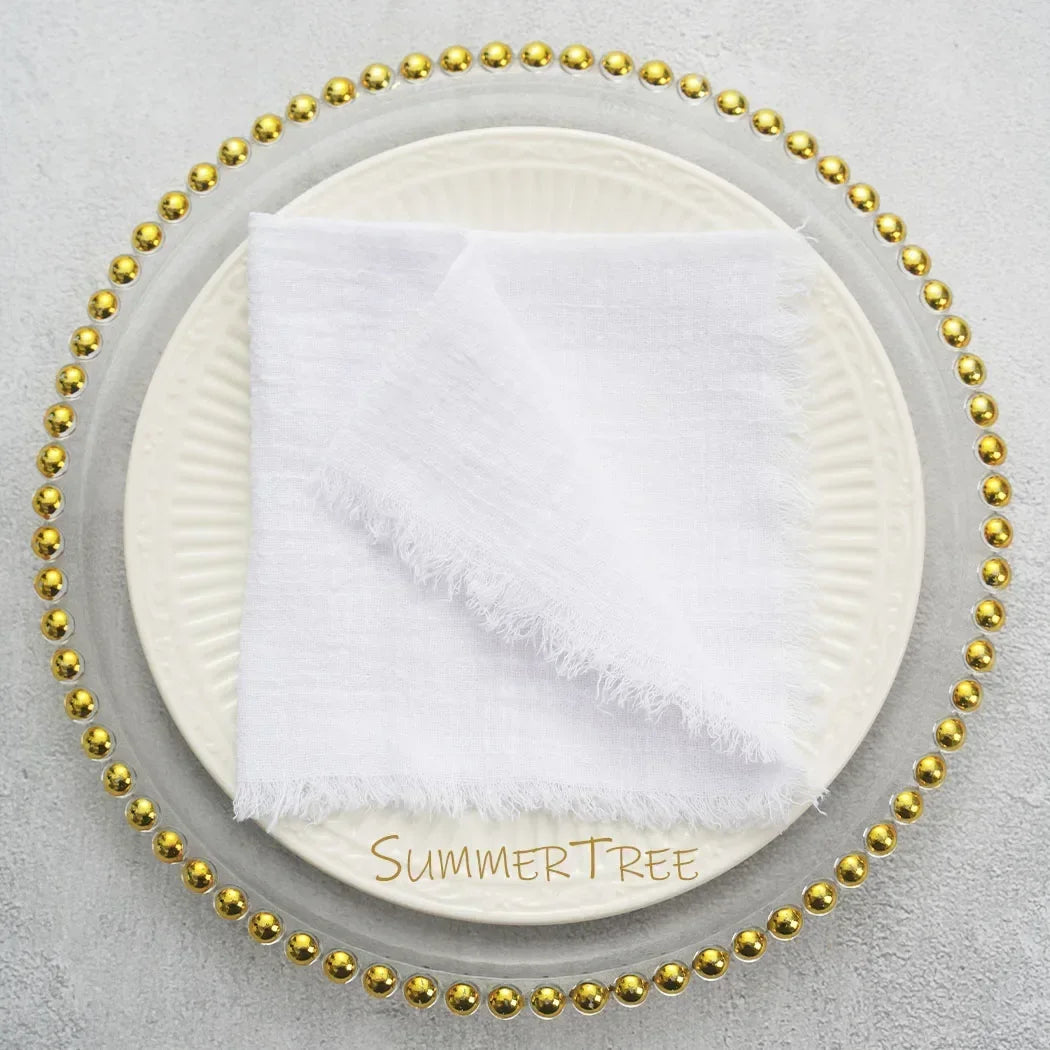 🌿🤍 Boho Cotton Gauze Napkins – Reusable Textured Table Linens (Set of 24)