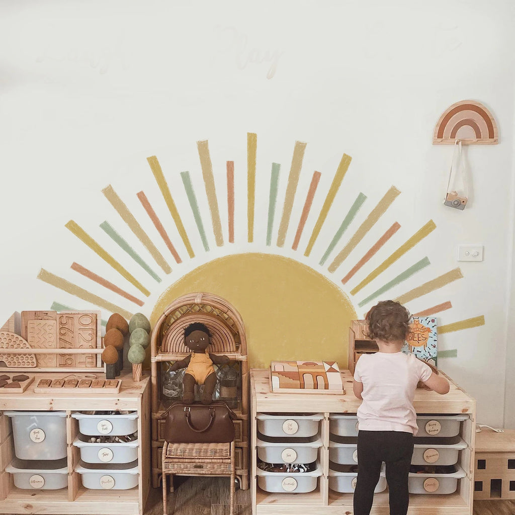 ☀️🌿🤍 Boho 3D Sun Wall Decal – Peel & Stick Nursery & Bedroom Wall Art