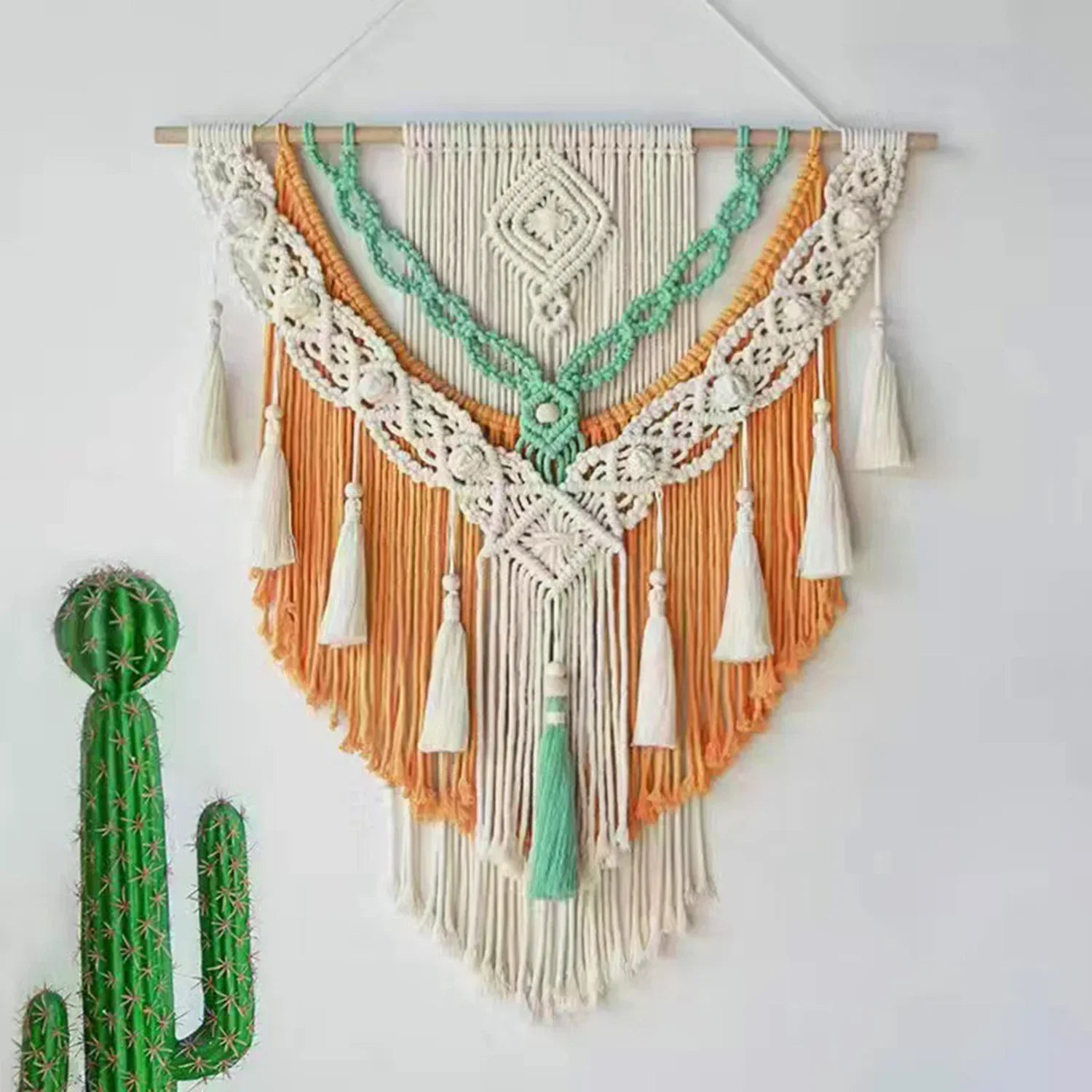 🌿🧶🤍 Boho Macramé Wall Hanging – Handwoven Geometric Tapestry