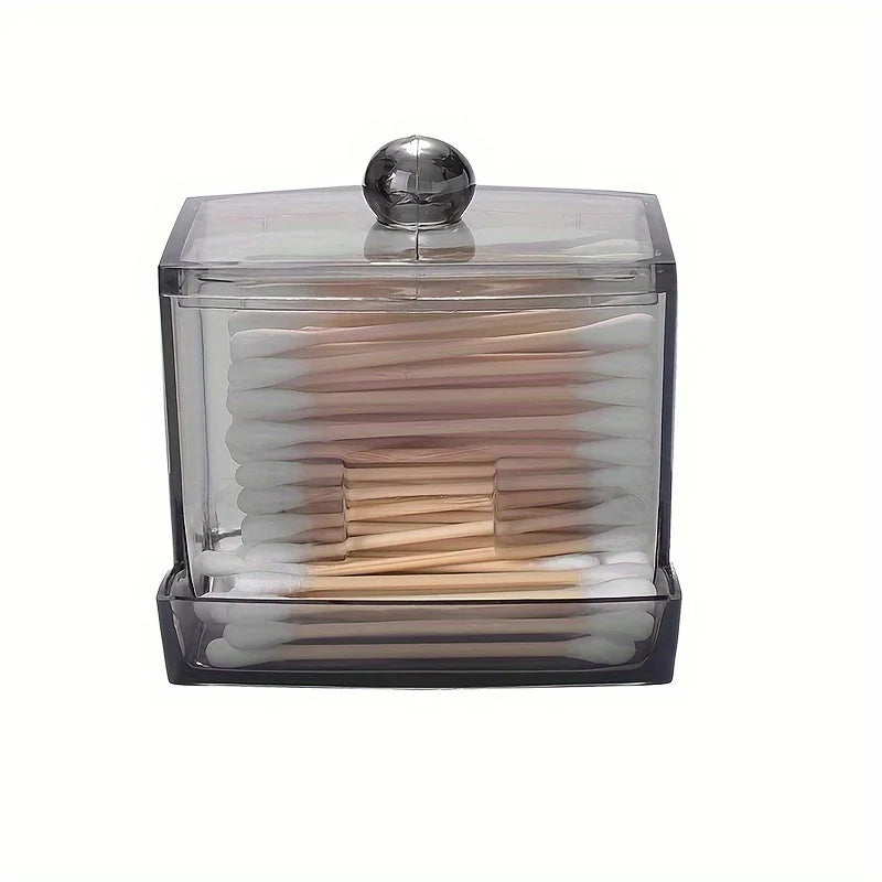 🤍🌿 Acrylic Bathroom Apothecary Jar – Cotton Swab & Vanity Storage Canister