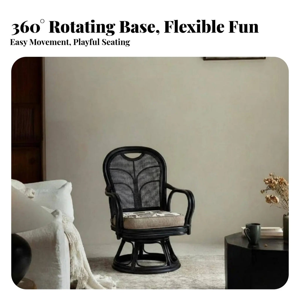 360° Swivel Rattan Accent Chair – Boho Cane Lounge Chair