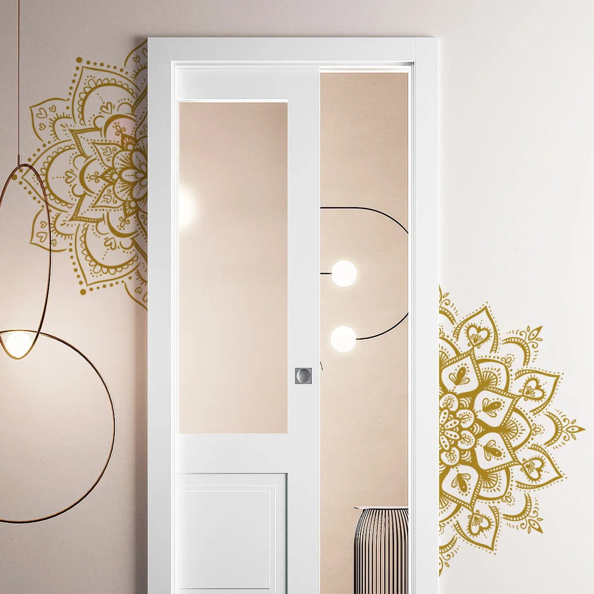🪷🌿 Boho Lotus Mandala Wall Decals – Peel & Stick Meditation Wall Art