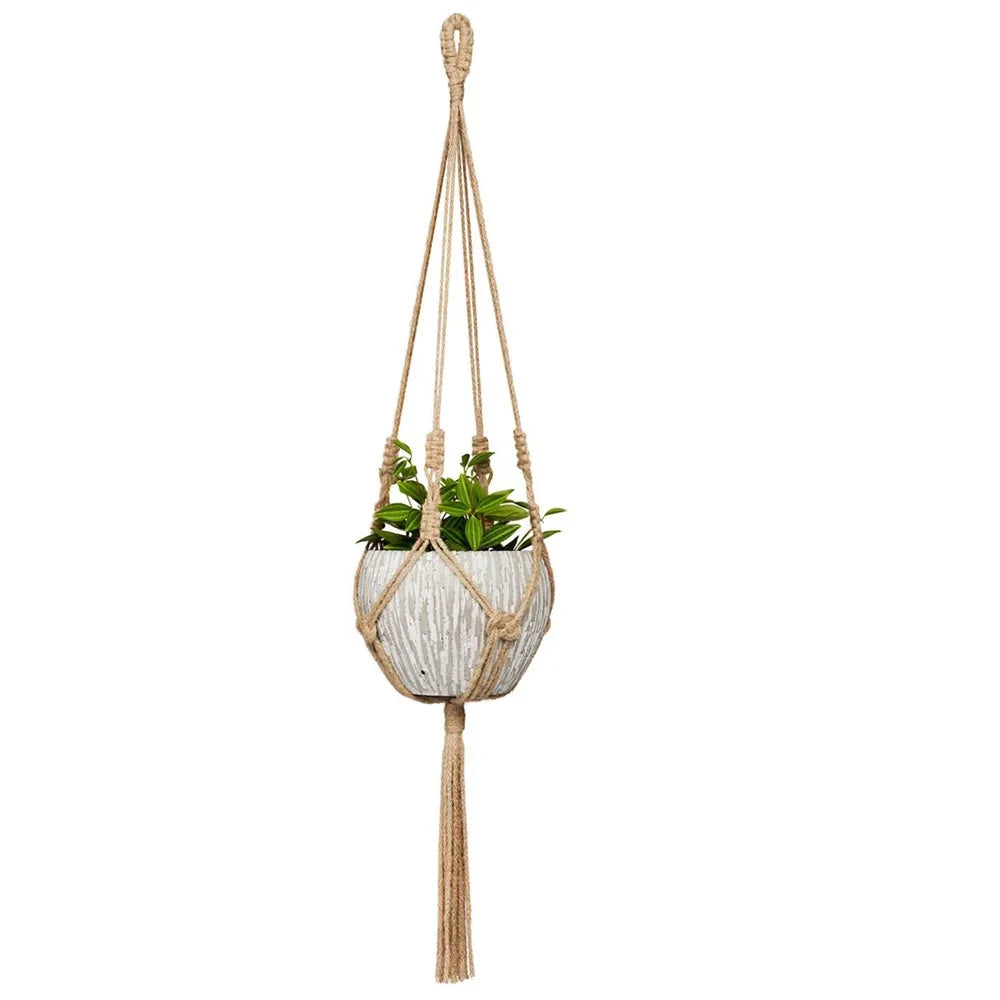 🌿🪴 Boho Macramé Plant Hanger – Handwoven Cotton Rope Hanging Planter
