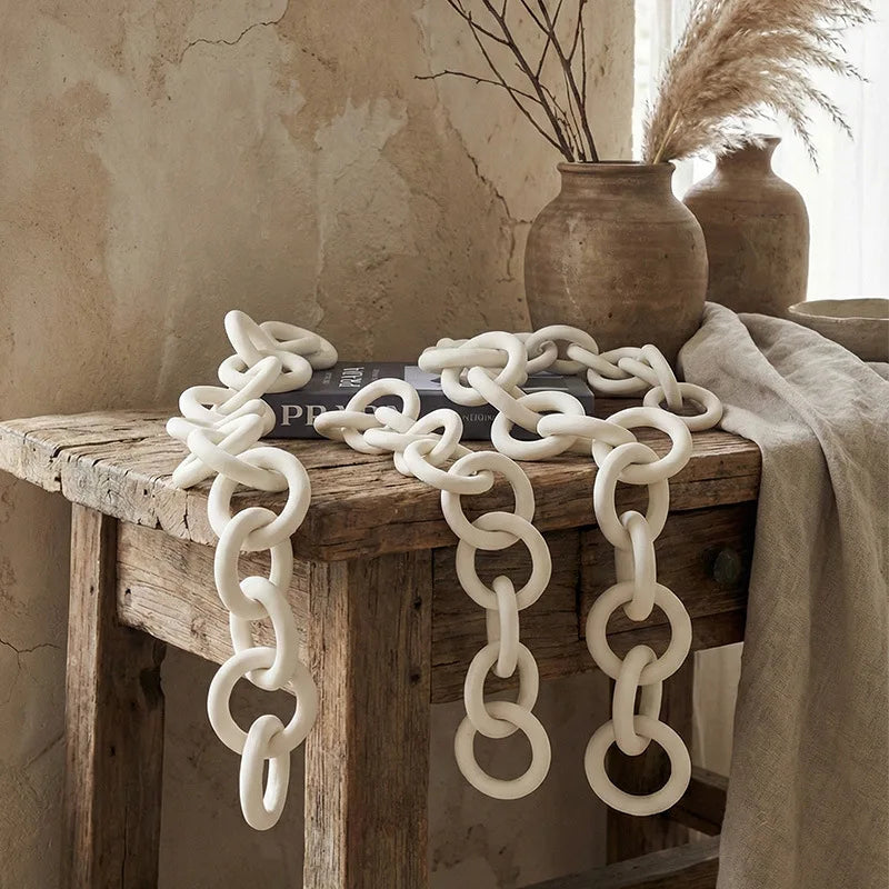 Decorative Ceramic Chain Link Accent – Modern Farmhouse & Boho Décor