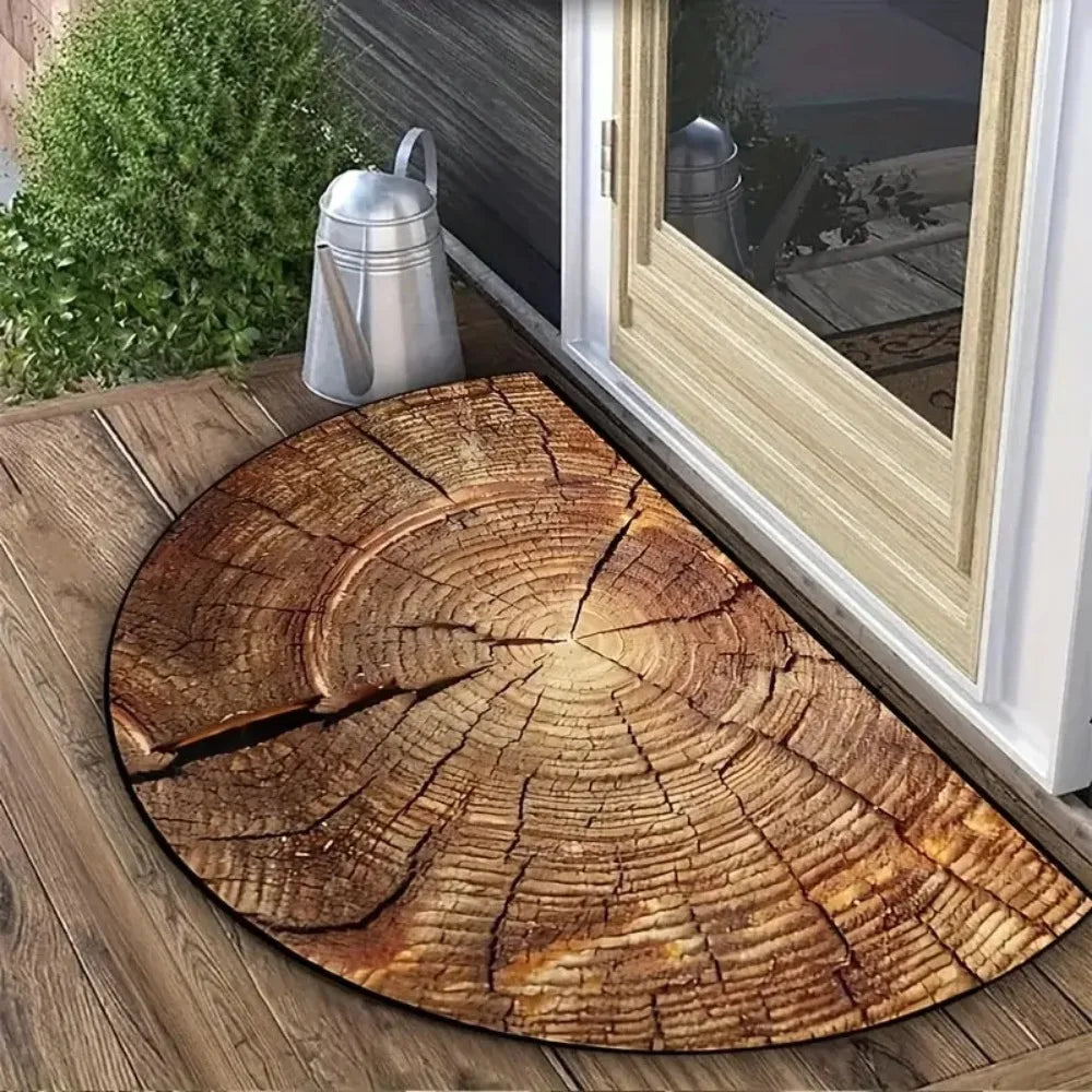 🌸🤍 Boho Half-Moon Doormat – Washable Non-Slip Entryway Rug
