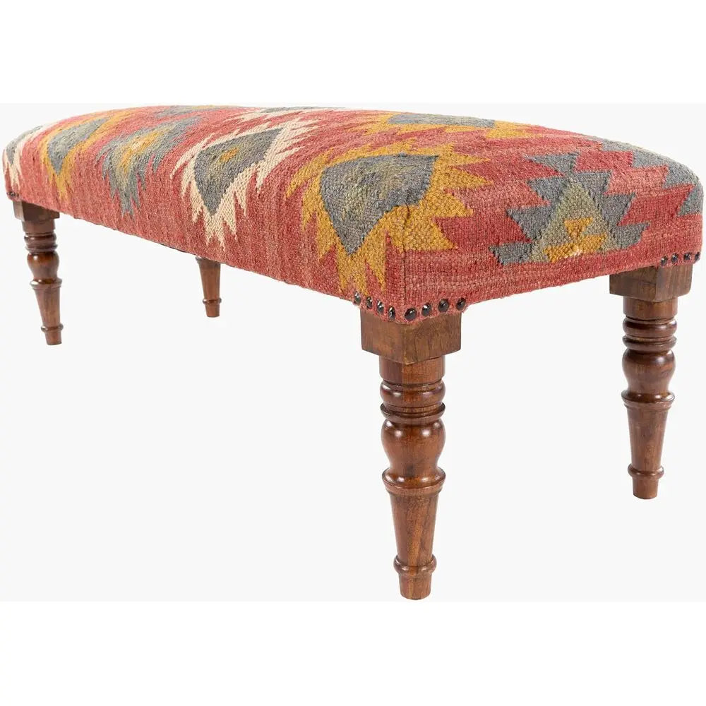 🌿🤍 Boho Upholstered Storage Bench – Rustic Accent Ottoman for Bedroom & Entryway