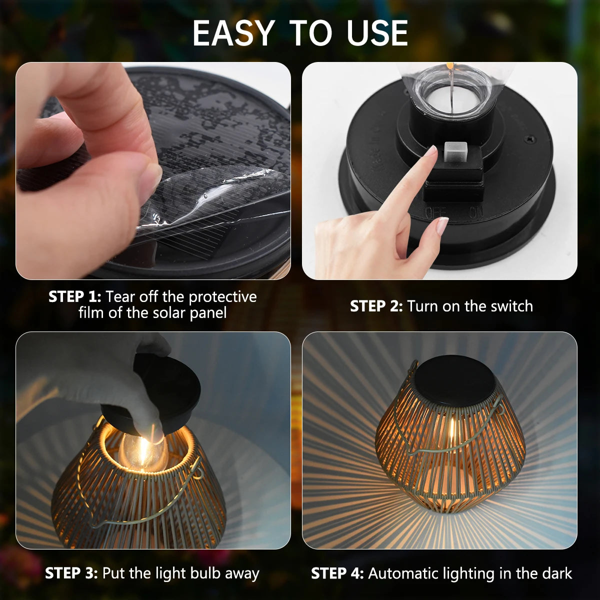 🤍 Boho Glow Solar Lantern – Waterproof Rattan Outdoor Hanging Light