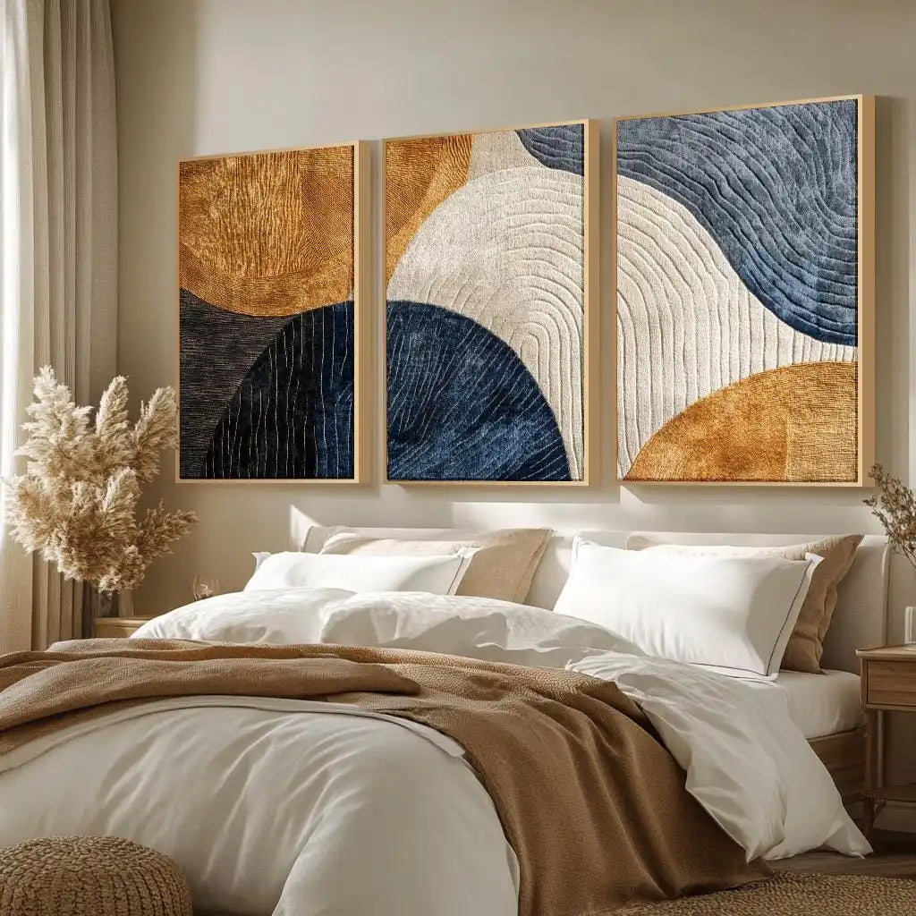 Japandi Nature Wall Art Set – 3-Piece Abstract Canvas Print Collection