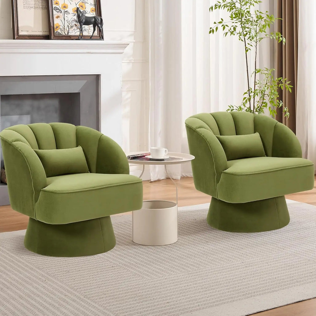 🤍🪑 Boho Swivel Barrel Chair – Ultra-Plush Velvet Accent Lounge Chair