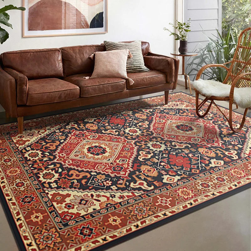 🌿🤍 Boho Vintage Crystal Velvet Area Rug – Soft Modern Living Room Carpet