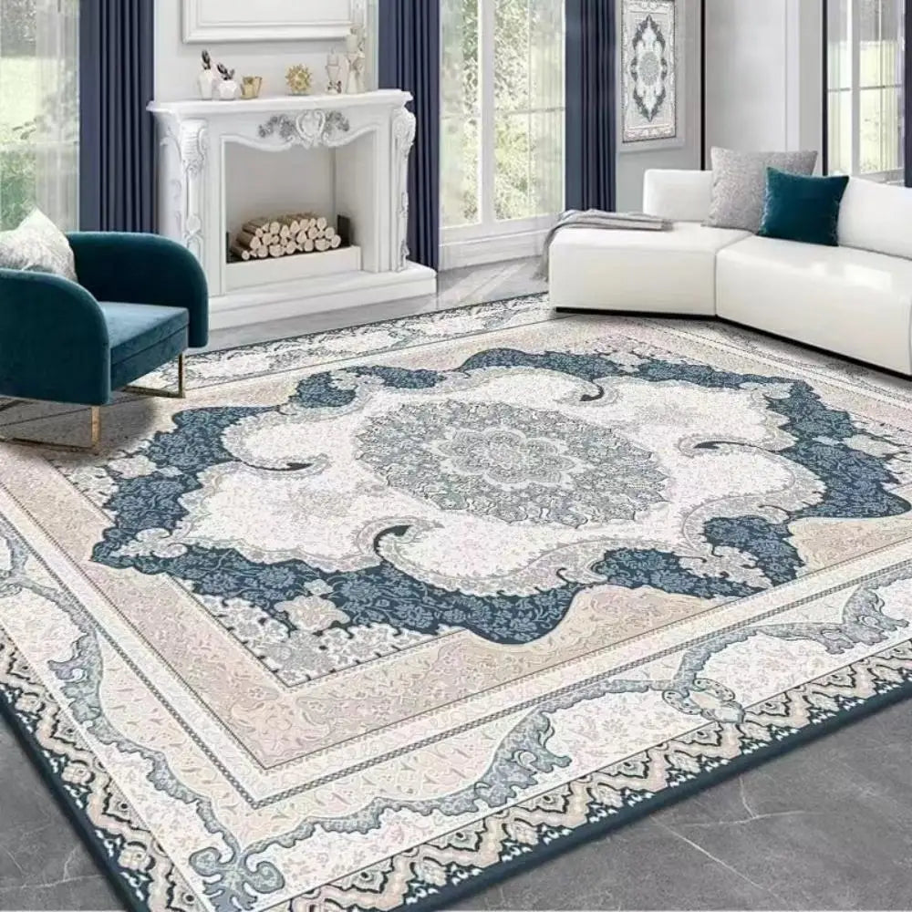 🌿🤍 Boho Vintage Crystal Velvet Area Rug – Soft Modern Living Room Carpet